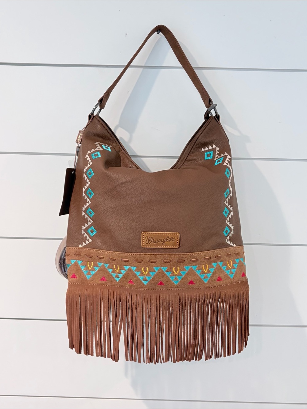 Wrangler Fringe Hobo Tribal Bag Western Boho Coastal Cowgirl Rodeo Core Aztec - Picture 1 of 10